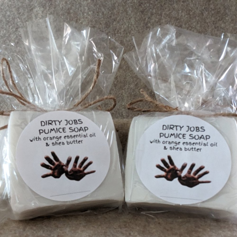 Hand-Crafted Set of 2 natural shea butter pumice soaps- Dirty Jobs